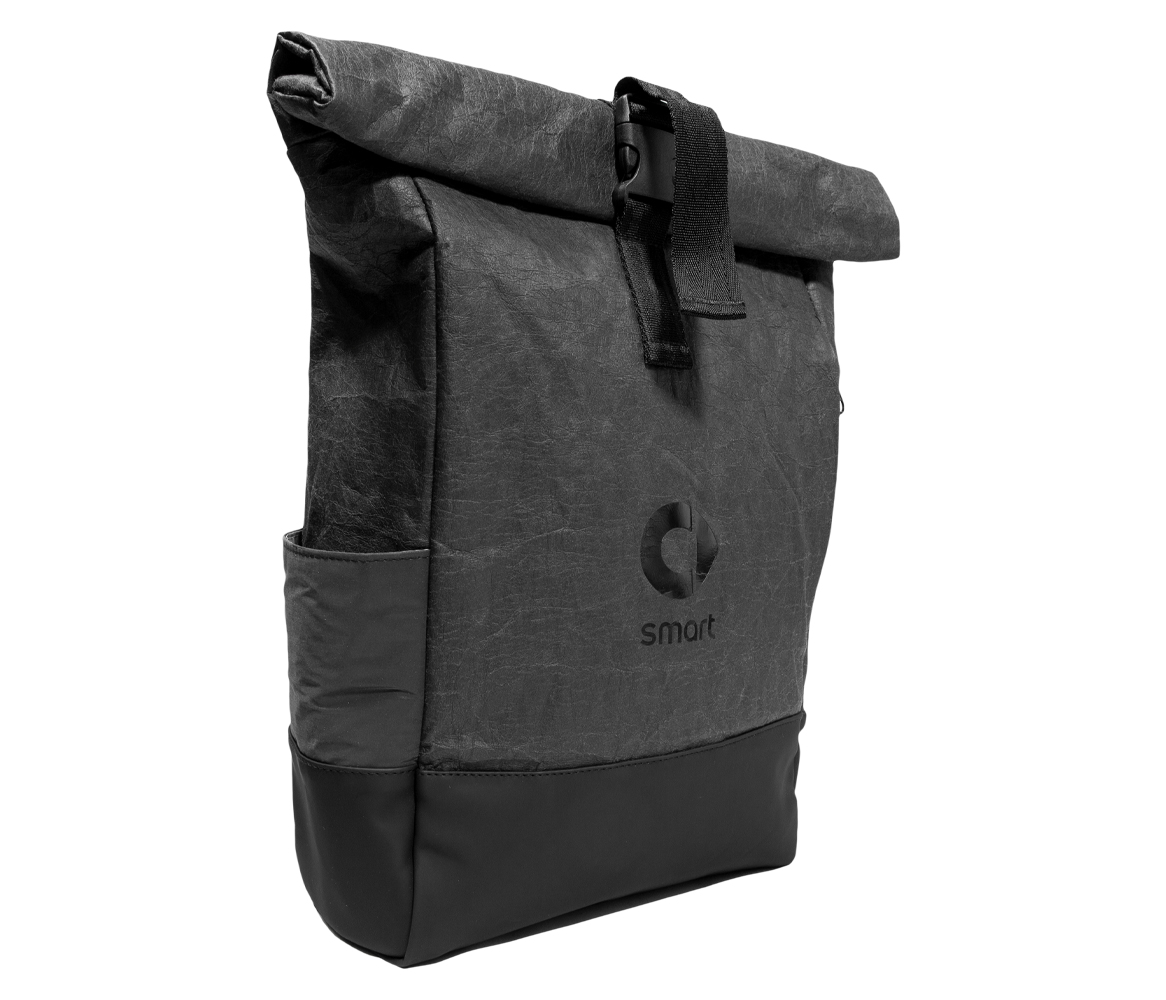 smart rolltop-backpack paperbased carbon black