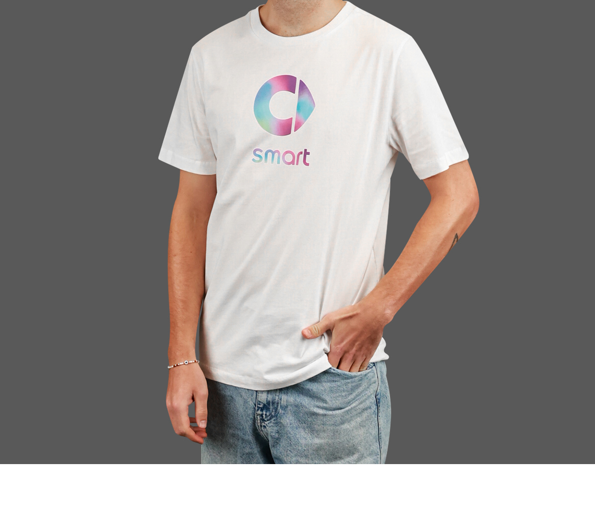 smart T-Shirt Herren weiß mit buntem Logo