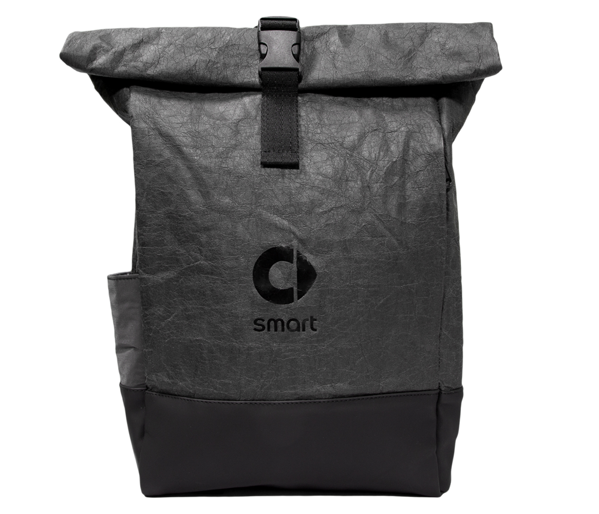 smart Rolltop-Rucksack aus Papier carbon schwarz