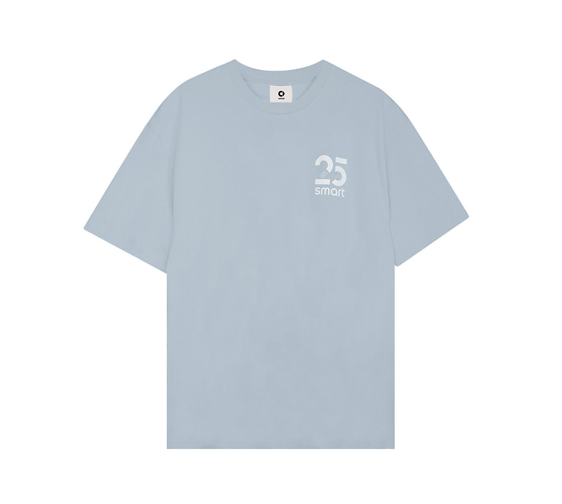 smart T-Shirt unisex Baby blue mit 25 Jahre Logo