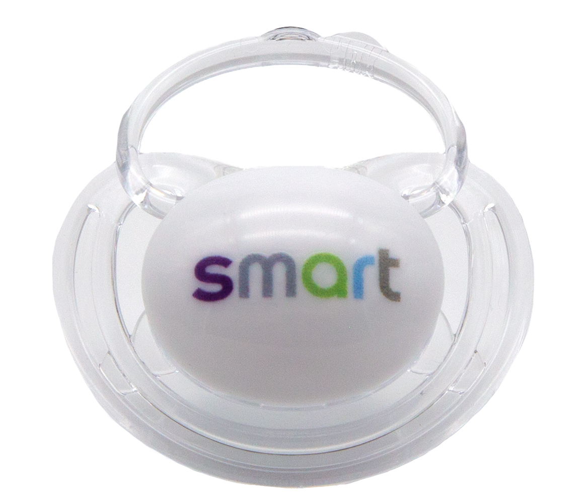 smart NUK baby pacifier with colourful logo