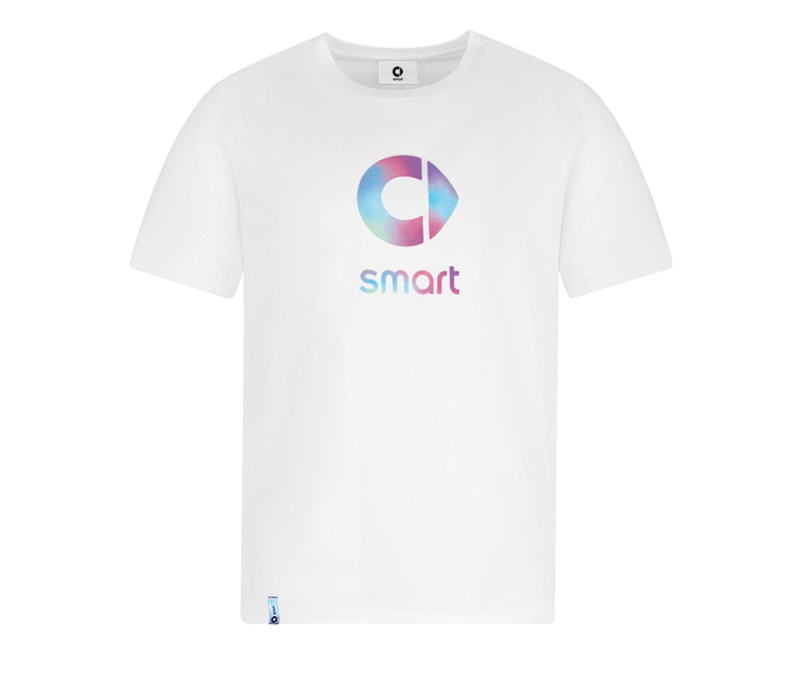 smart T-shirt men white with colourful logo